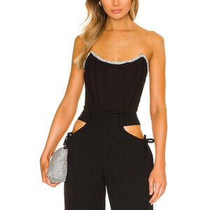 H:Ours 'Sandy' Black Crystal Embellished Top Size S